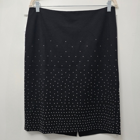 White House Black Market Black Silver Studded Pointe Pencil Skirt Size 8 - Picture 1 of 7